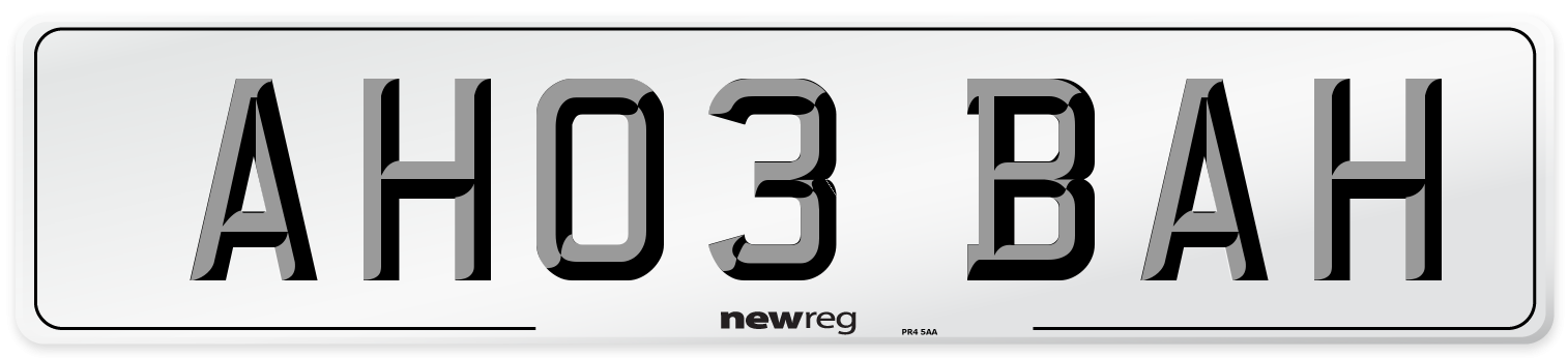 AH03 BAH Number Plate from New Reg